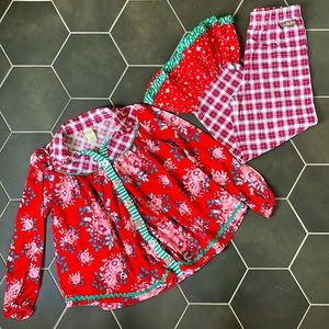 Matilda Jane All Tucked In Pajama Set Girls 8 Red & Green